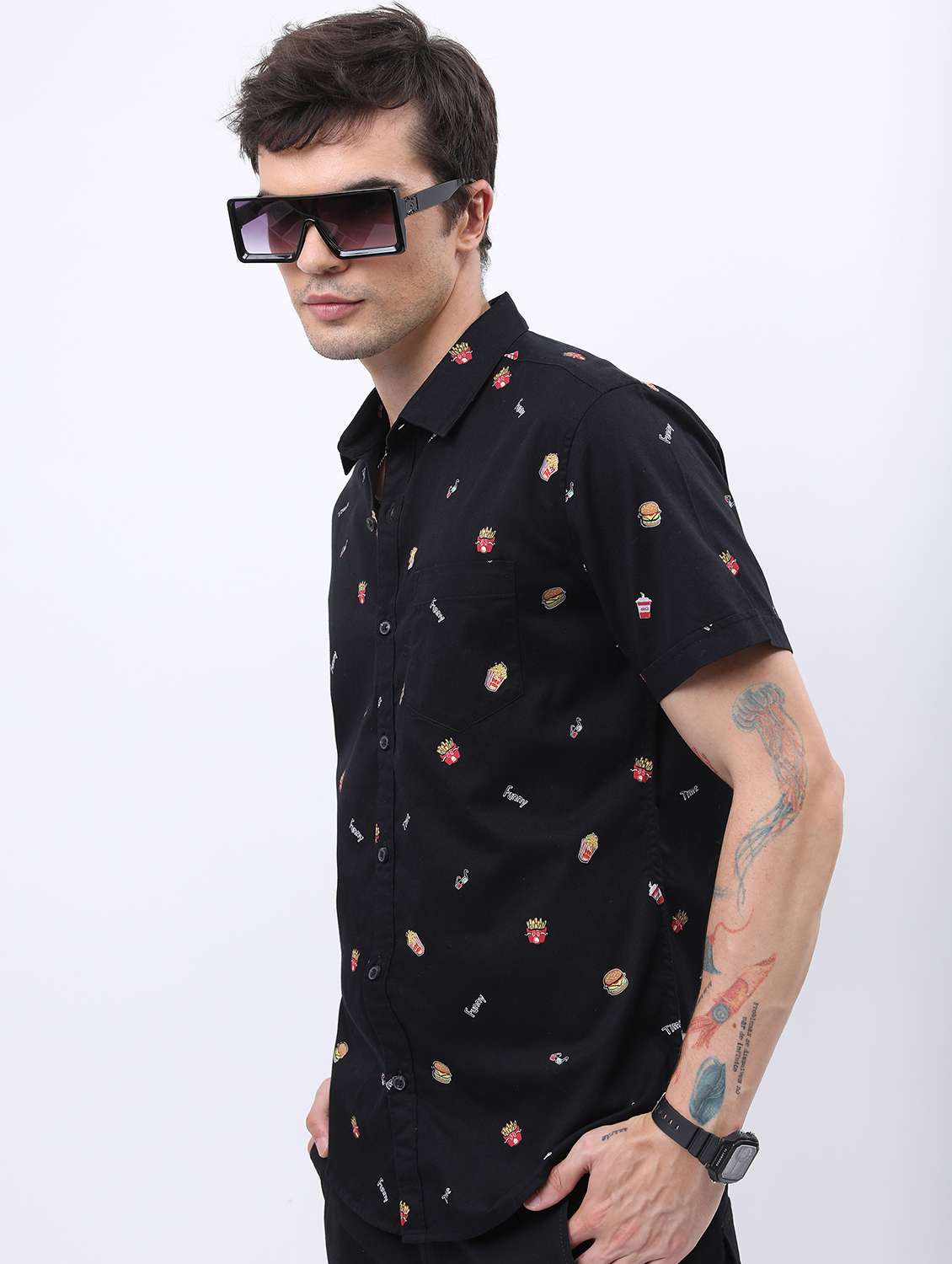 men collared printed casual shirt - 21486847 -  Standard Image - 2