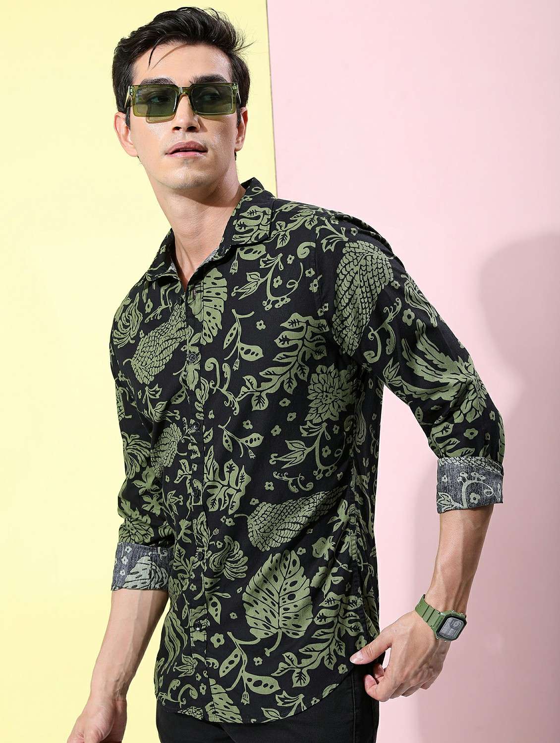 men collared printed casual shirt - 21486864 - Standard Image - 2