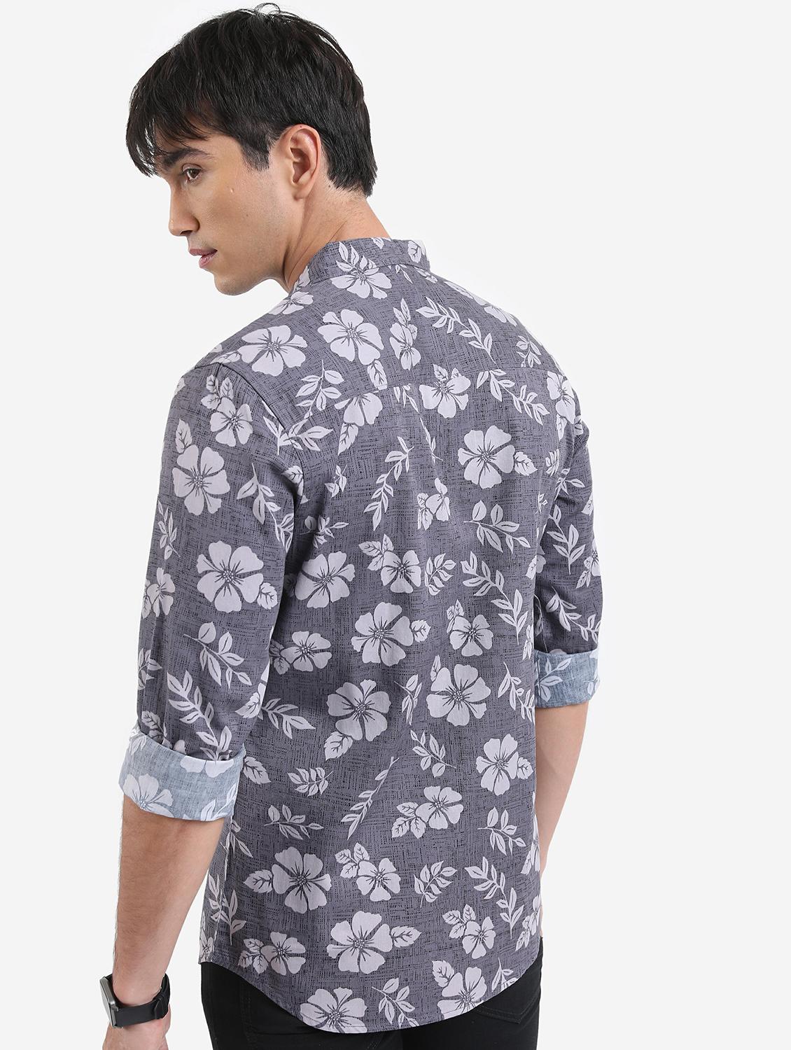 men grey collared neck casual shirts - 21486870 - Standard Image - 2
