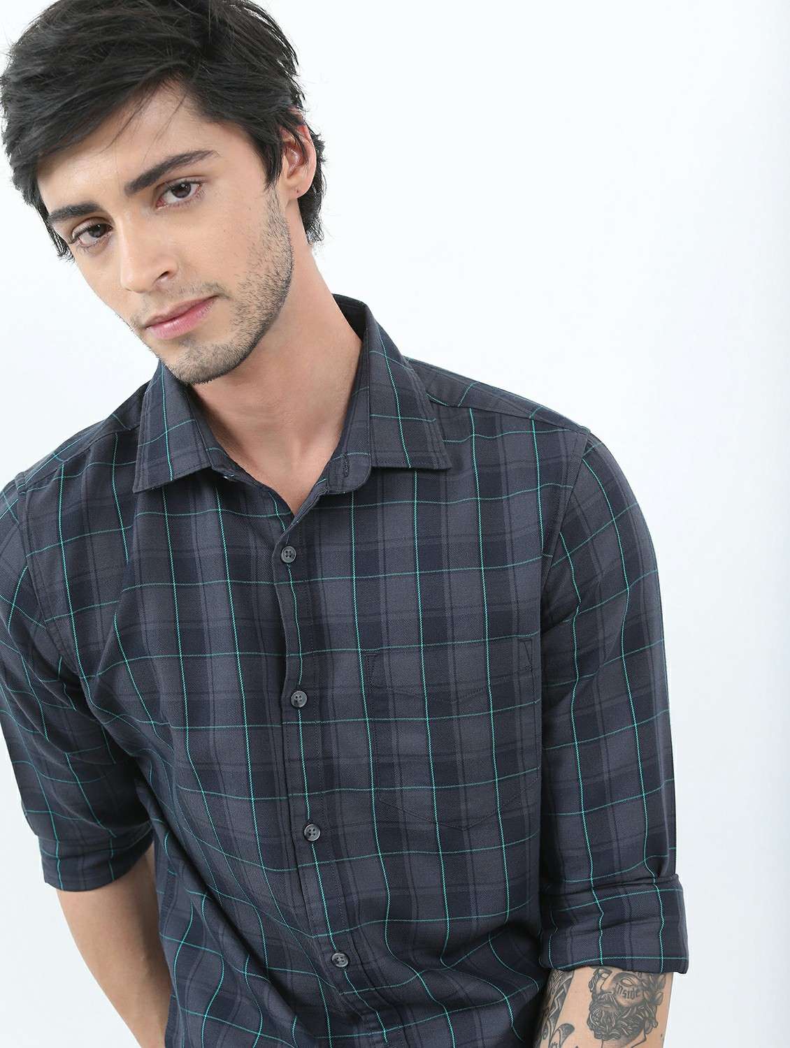 men grey collared neck casual shirts - 21486894 -  Standard Image - 2