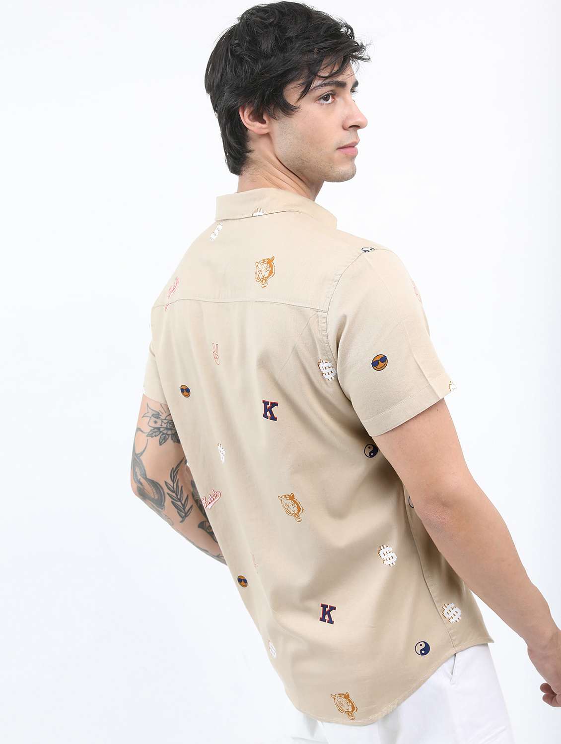 men beige collared neck casual shirts - 21486896 -  Standard Image - 2