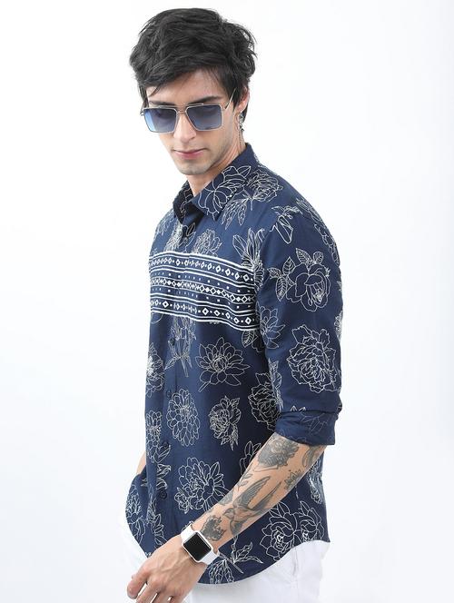 men blue collared neck casual shirts - 21486898 -  Standard Image - 0