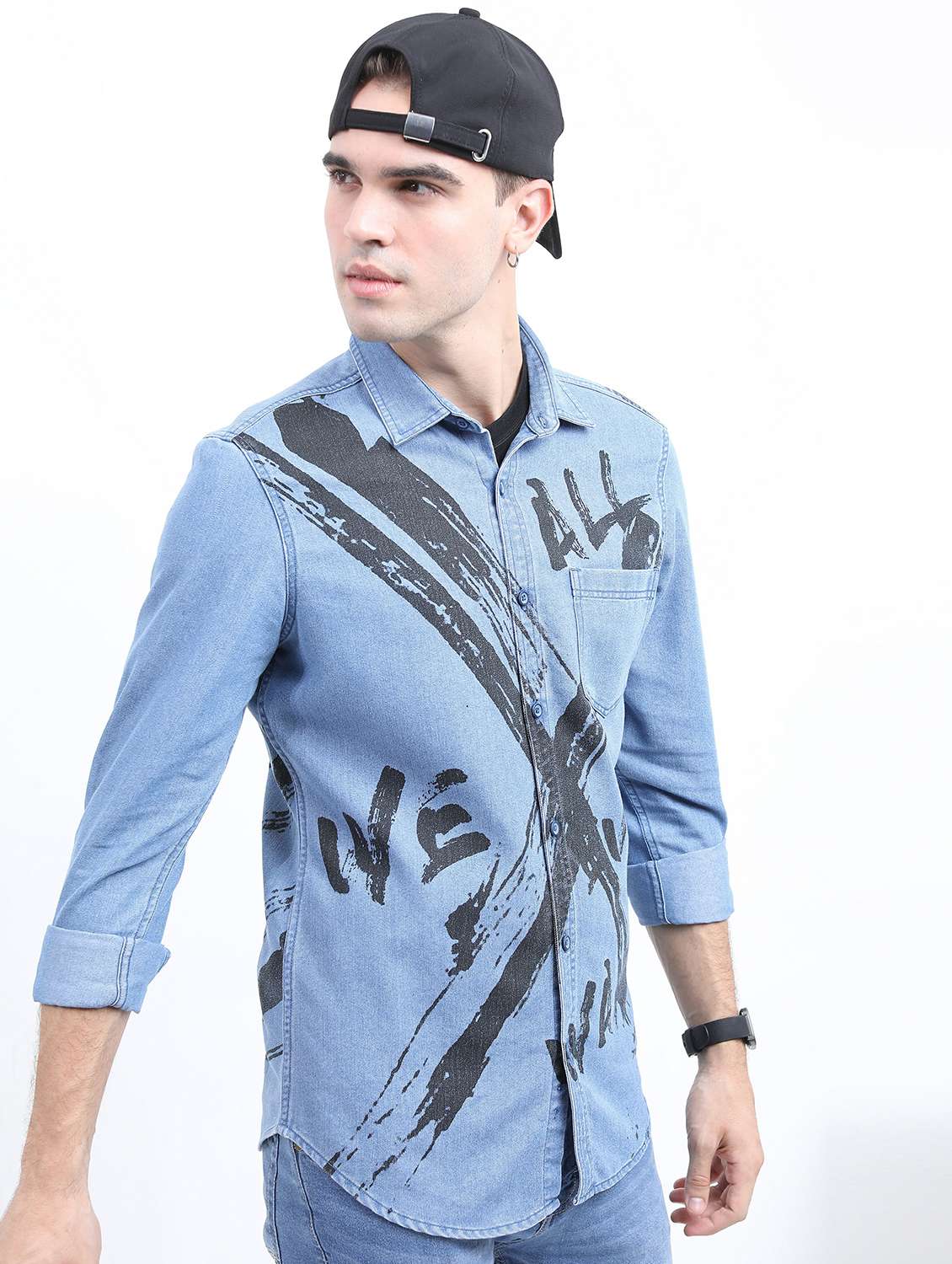 men light blue collared neck casual shirts - 21486915 -  Standard Image - 2