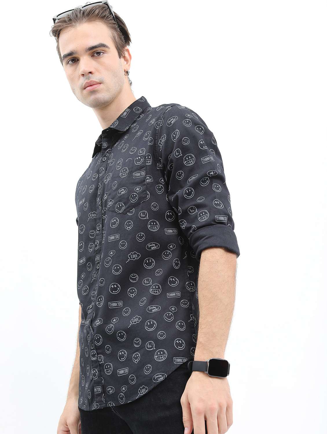 men black collared neck casual shirts - 21486917 -  Standard Image - 2