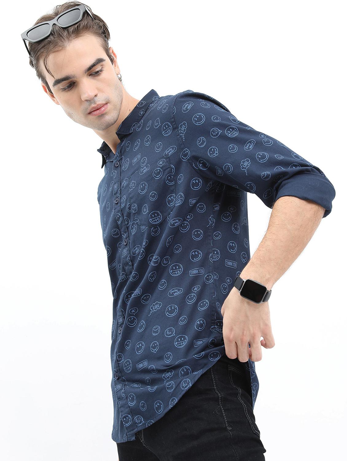 men blue collared neck casual shirts - 21486918 - Standard Image - 2
