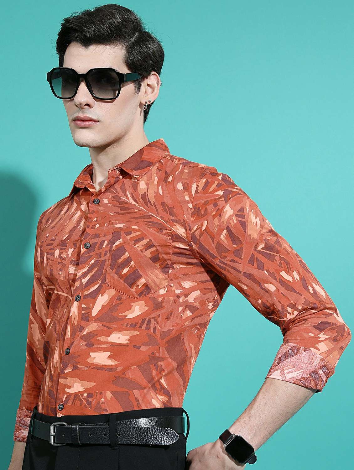 men brown collared neck casual shirts - 21486927 -  Standard Image - 2