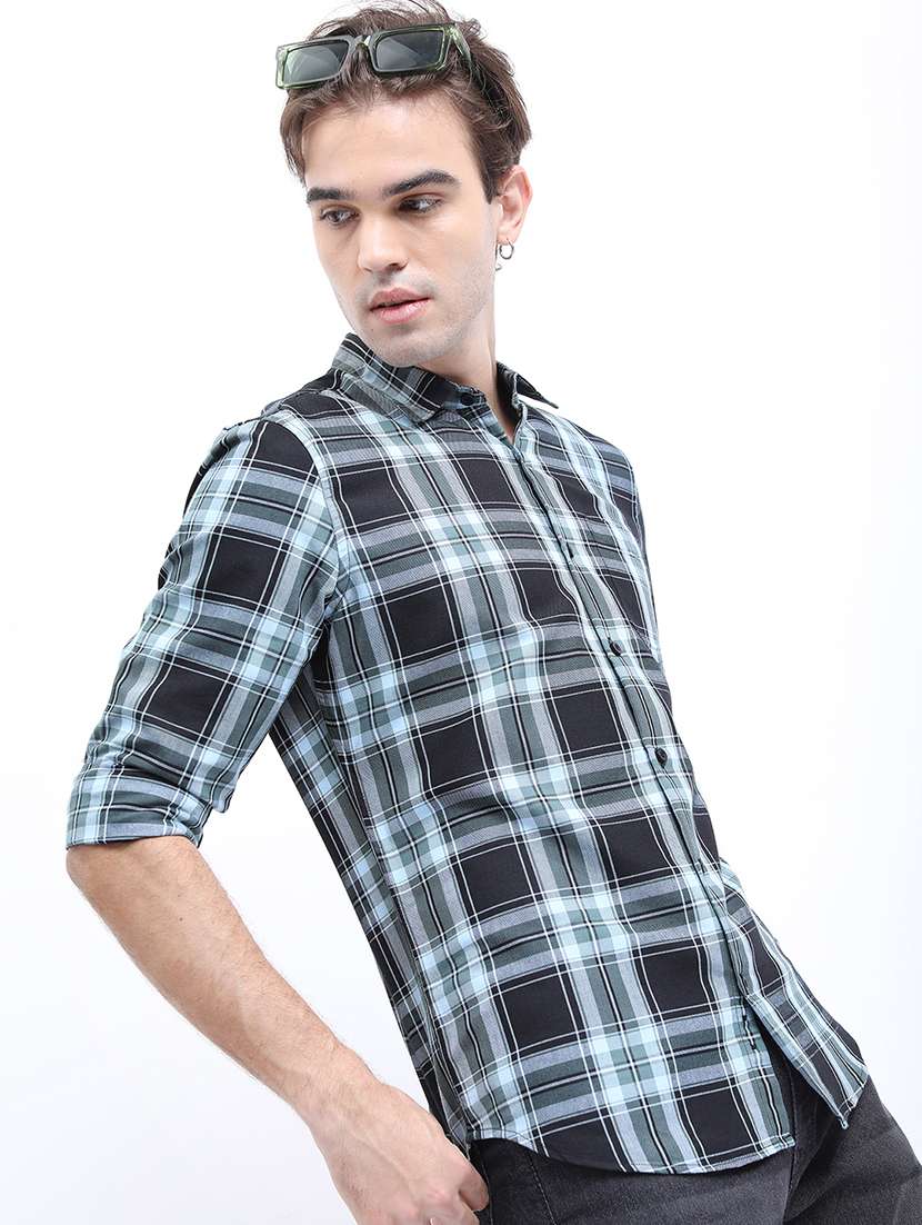 men long sleeved checkered casual shirt - 21486952 -  Standard Image - 2