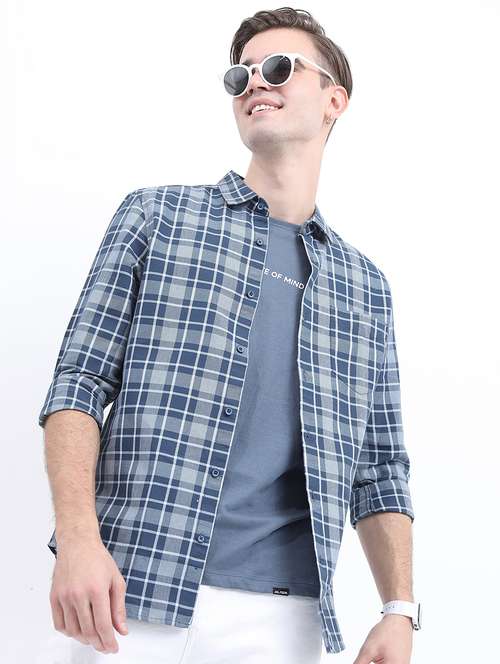 men long sleeved checkered casual shirt - 21486961 -  Standard Image - 0