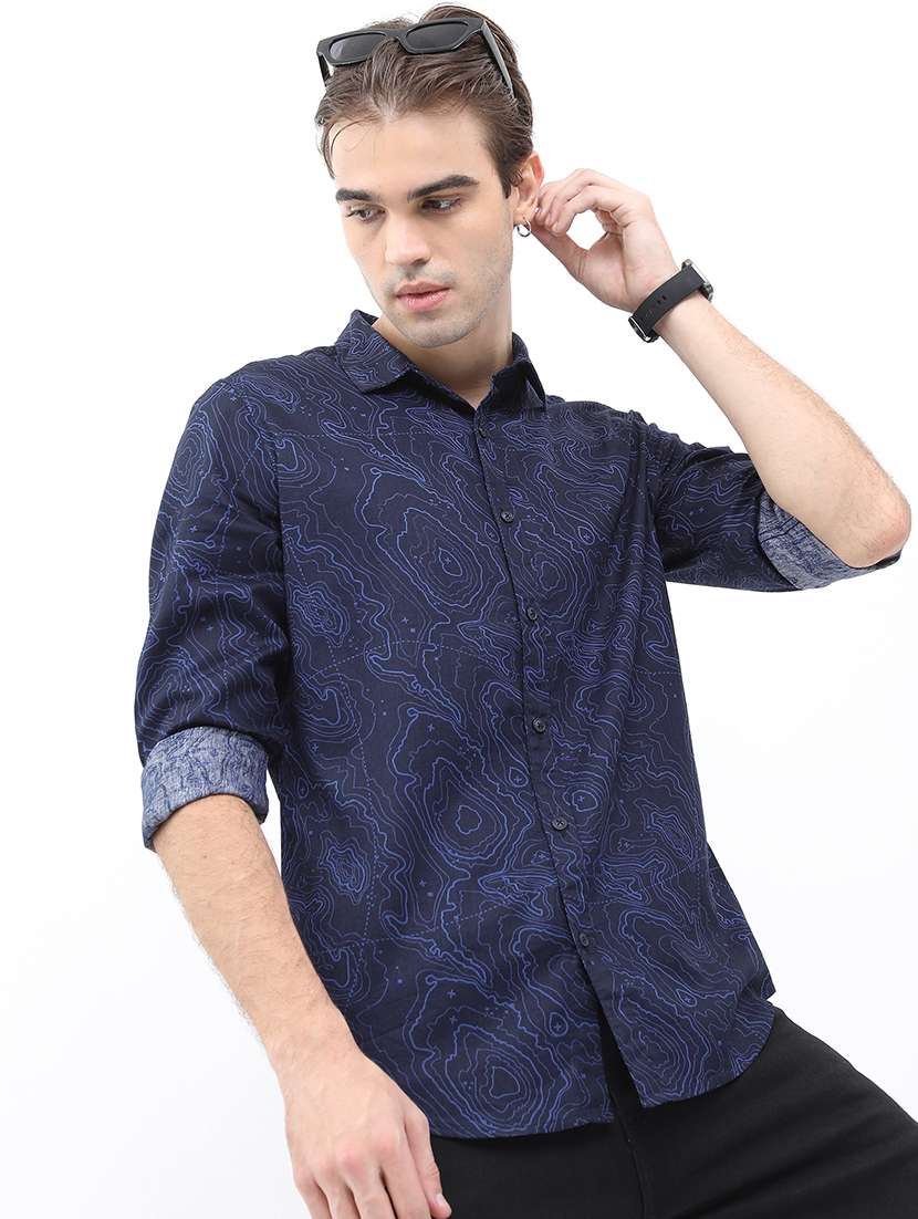 men long sleeved printed casual shirt - 21486965 -  Standard Image - 2