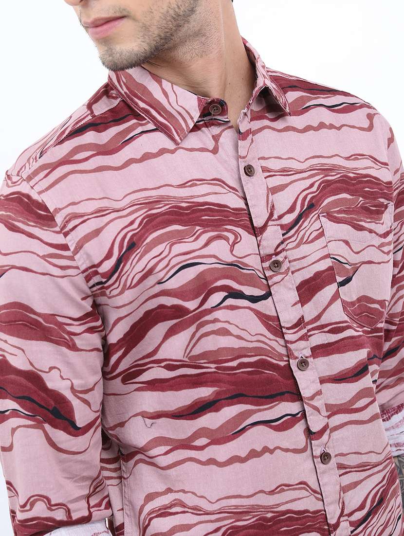 men printed collared casual shirt - 21486972 - Standard Image - 2
