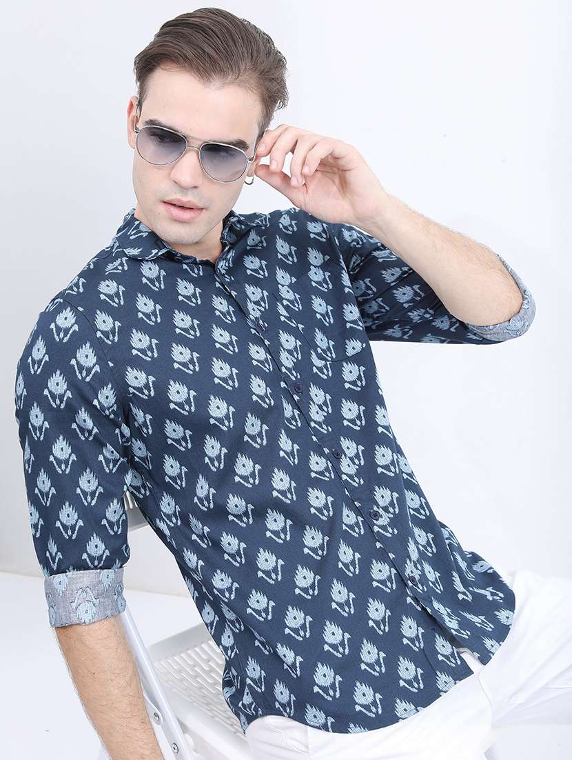men printed collared casual shirt - 21486975 - Standard Image - 2