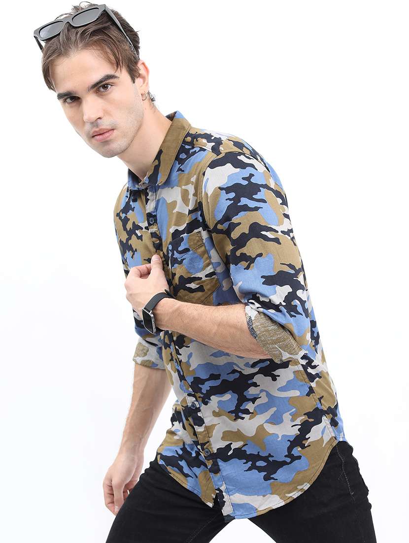 men printed collared casual shirt - 21486982 -  Standard Image - 2