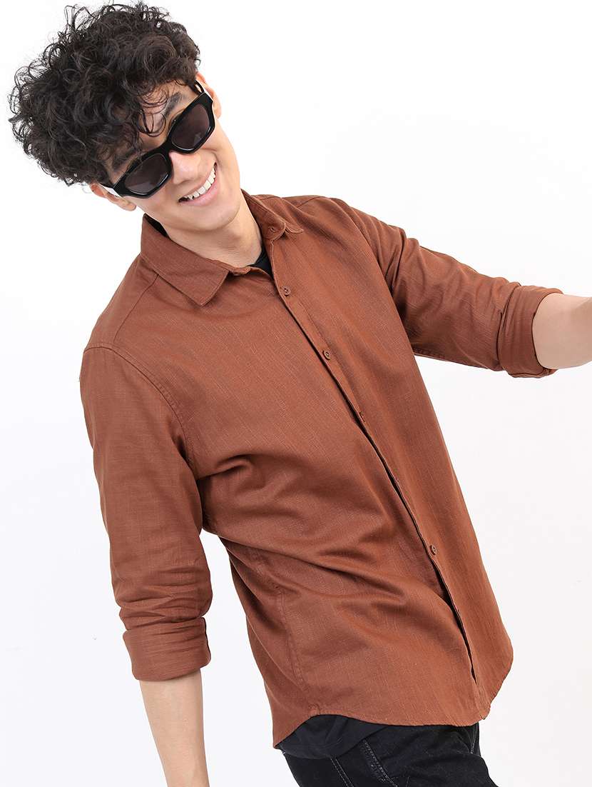 men solid collared casual shirt - 21486989 -  Standard Image - 2