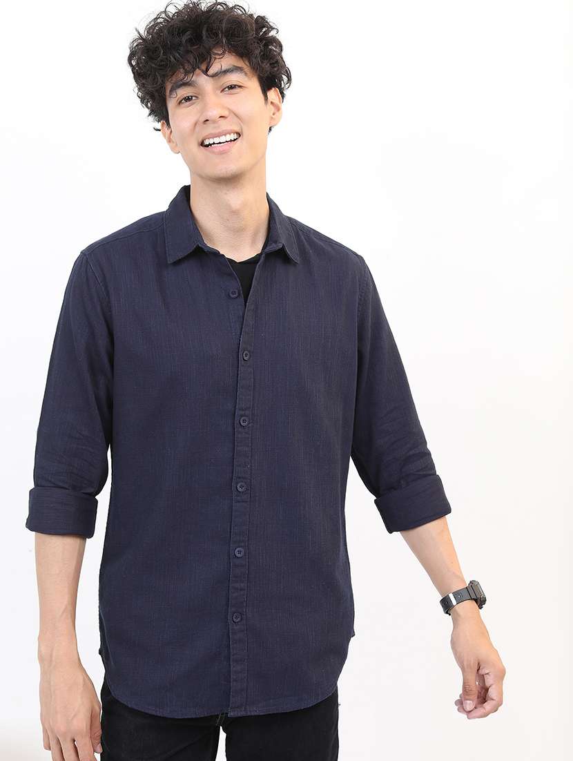 men solid collared casual shirt - 21486990 - Zoom Image - 0