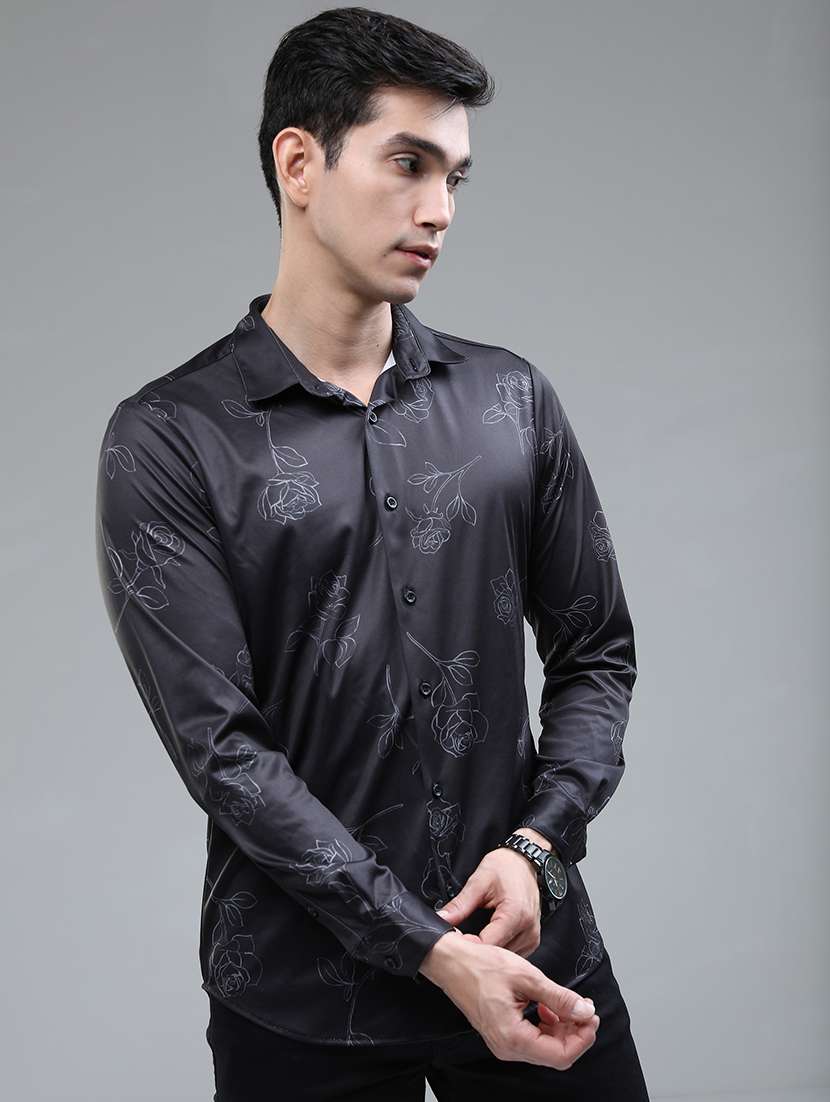 men floral printed collared casual shirt