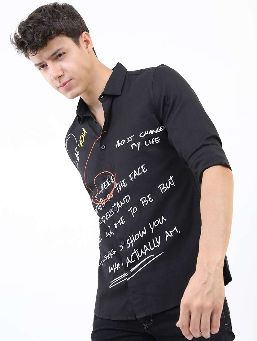 men printed collared casual shirt - 21487045 -  Standard Image - 2