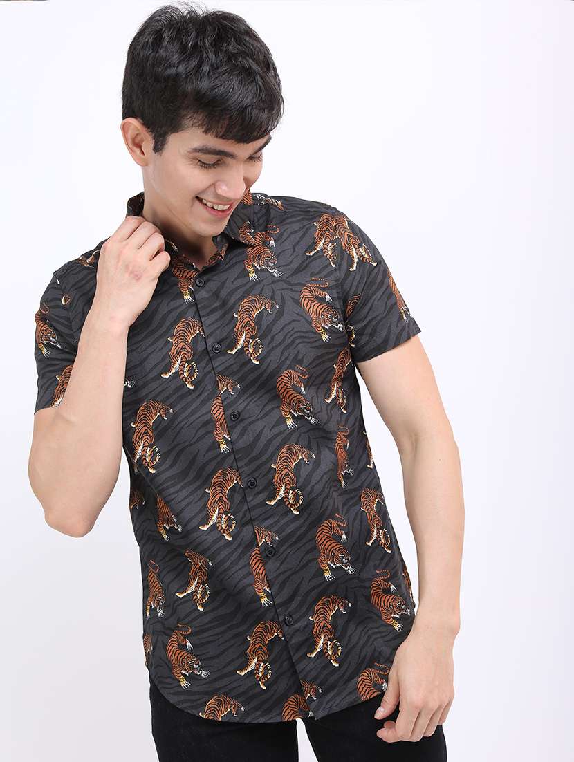 men printed collared casual shirt - 21487059 -  Standard Image - 2