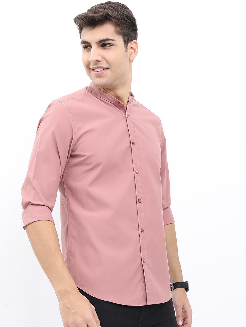men mandarin neck solid casual shirt - 21487078 - Standard Image - 2