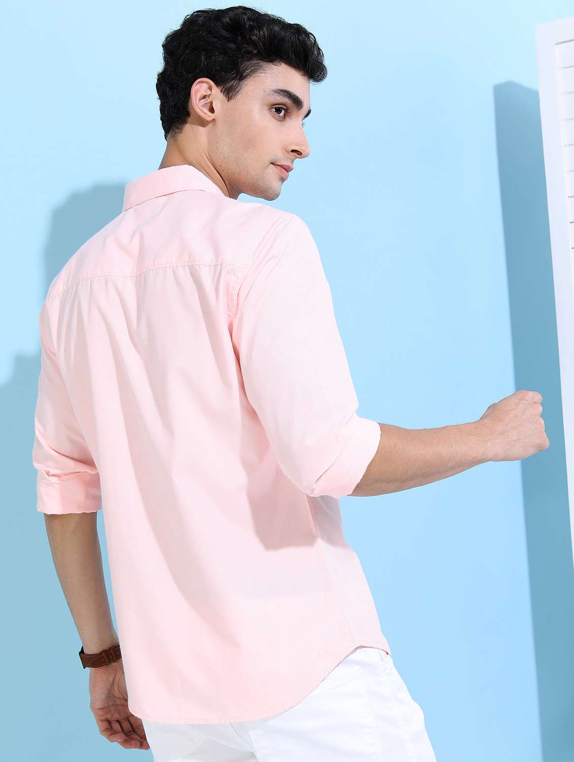 men solid collared casual wear shirt - 21487082 - Standard Image - 2