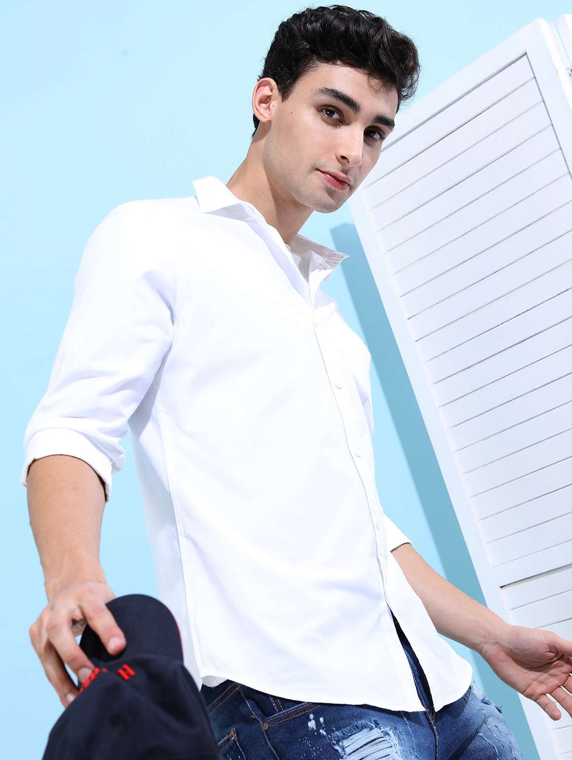 men solid collared casual wear shirt