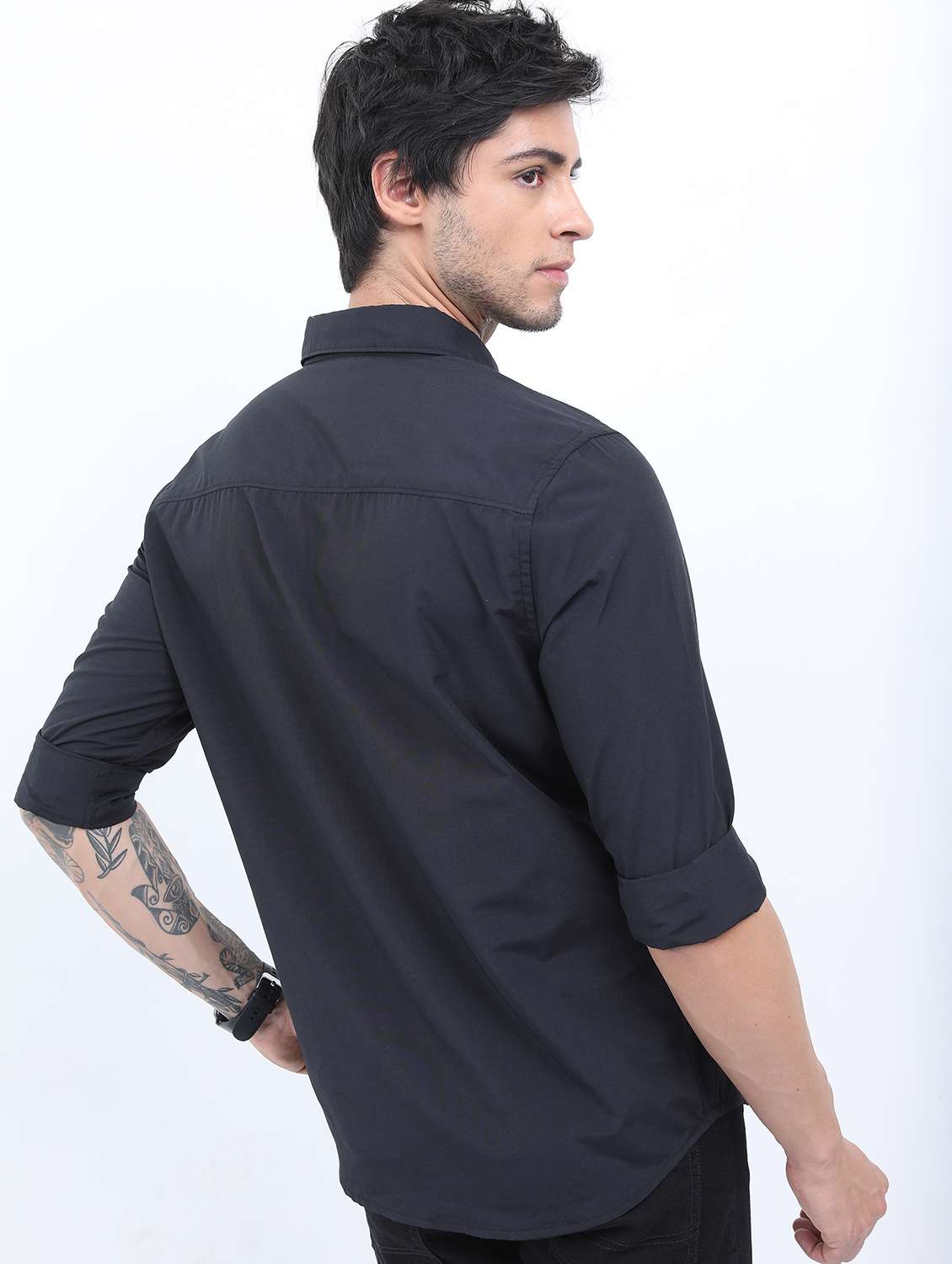 men solid collared casual wear shirt - 21487089 -  Standard Image - 2