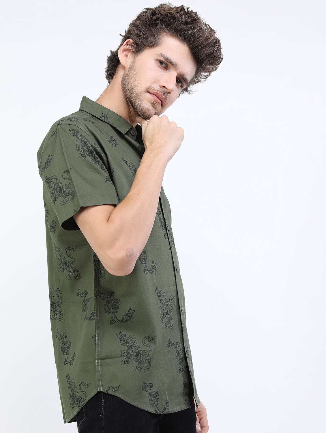 men collared printed casual shirt - 21487104 -  Standard Image - 2