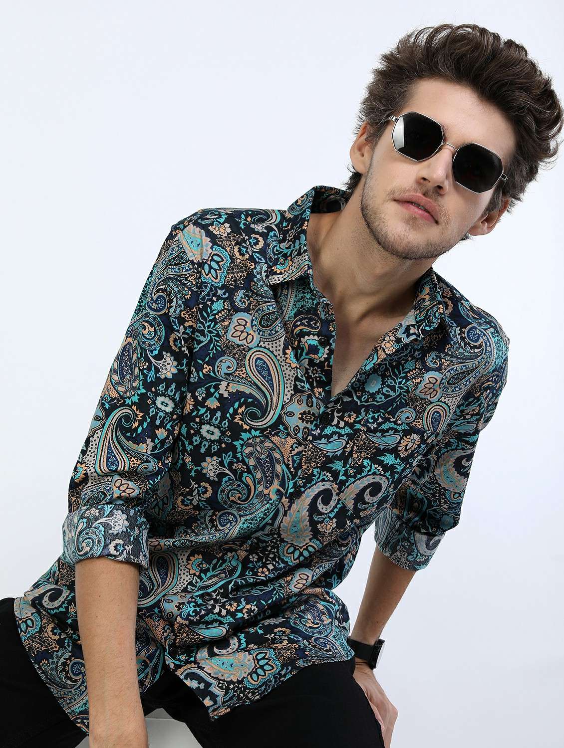men collared printed casual shirt - 21487112 -  Standard Image - 2
