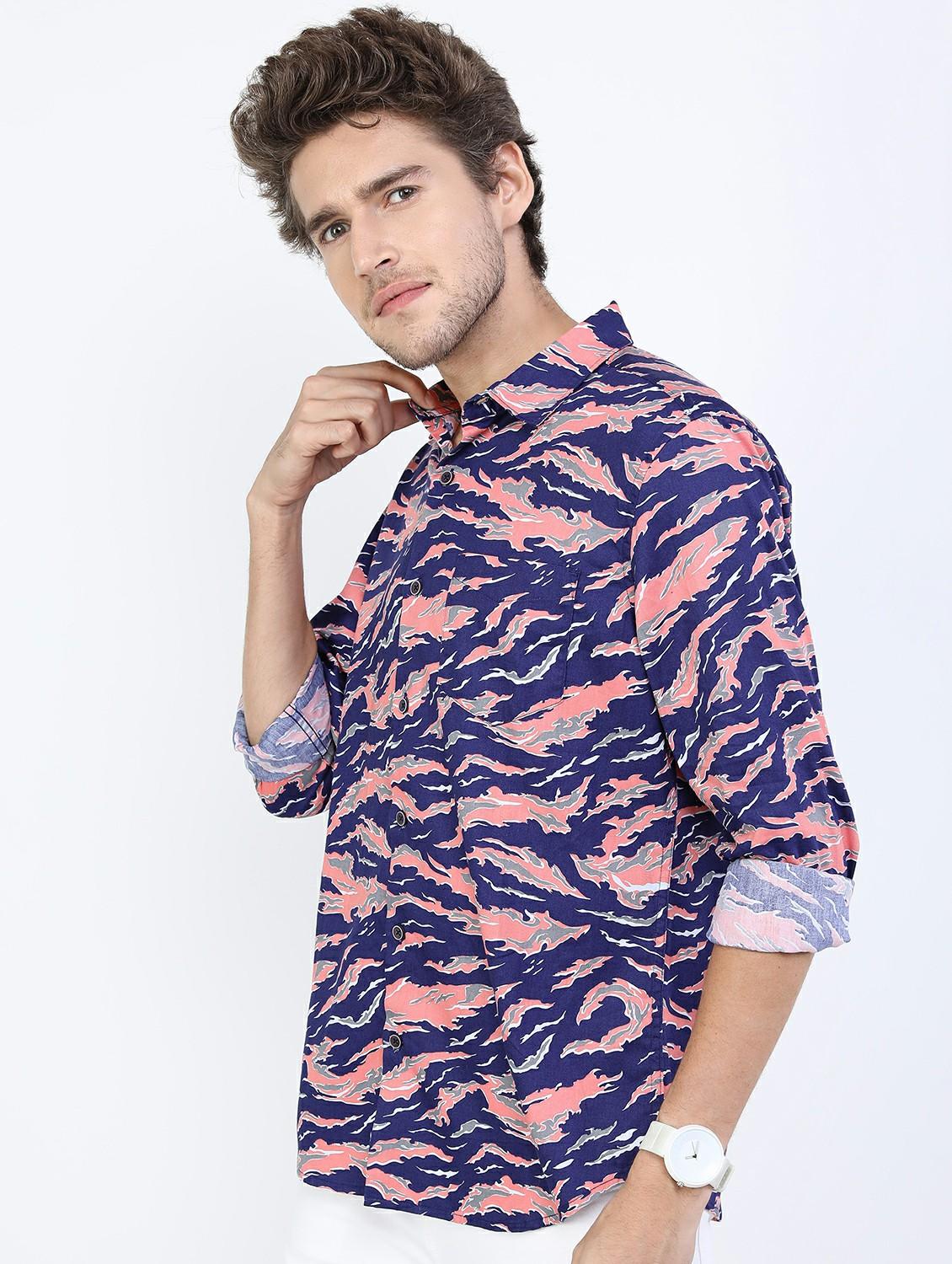men collared printed casual shirt - 21487113 - Standard Image - 2
