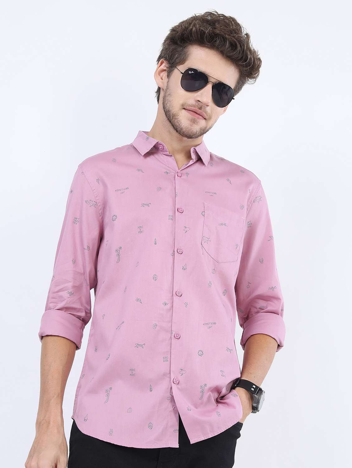 men collared long sleeve casual shirts - 21487118 - Zoom Image - 0