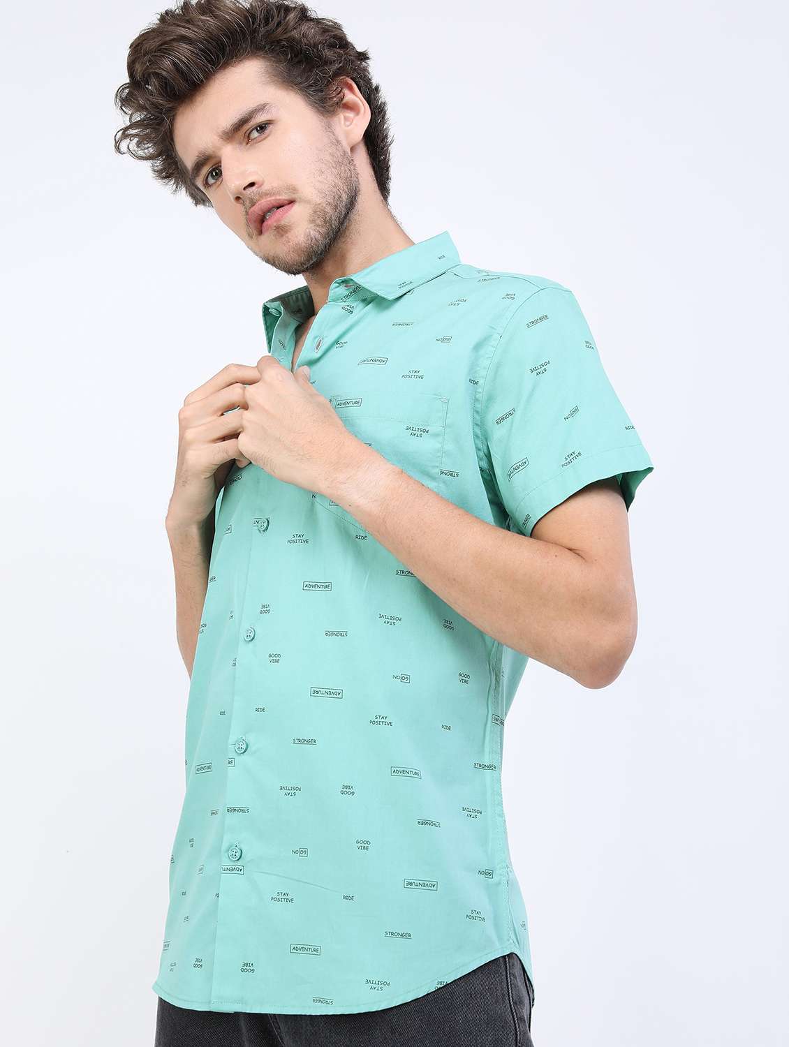 men collared printed casual shirt - 21487128 -  Standard Image - 2