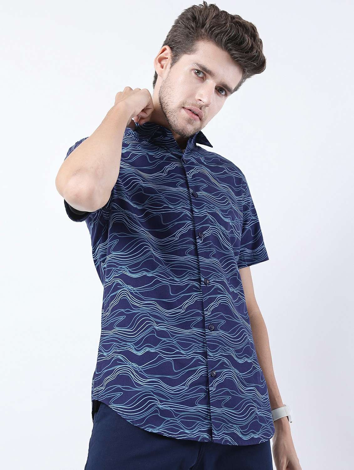 men collared printed casual shirt
