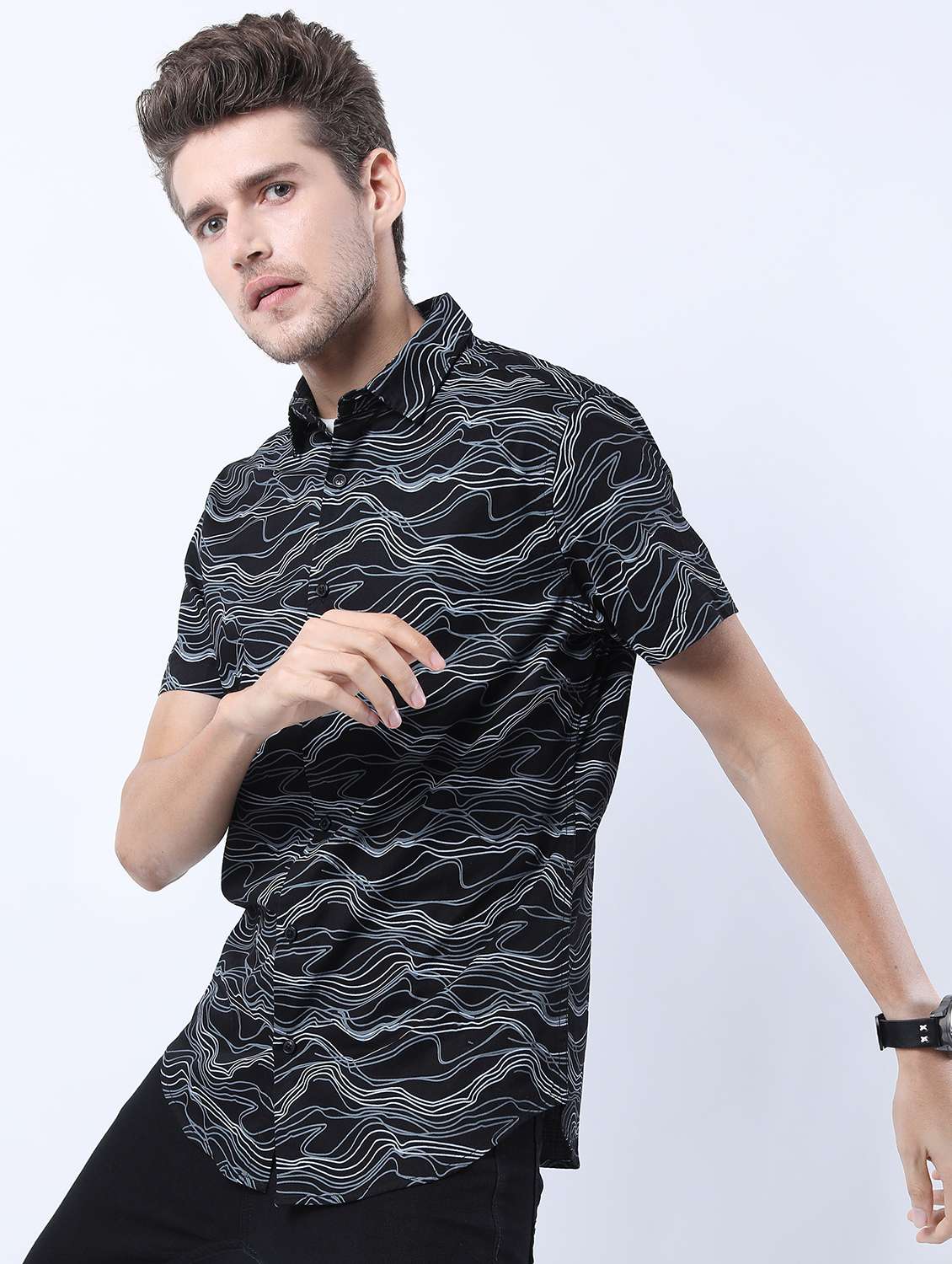 men collared printed casual shirt - 21487137 -  Standard Image - 2