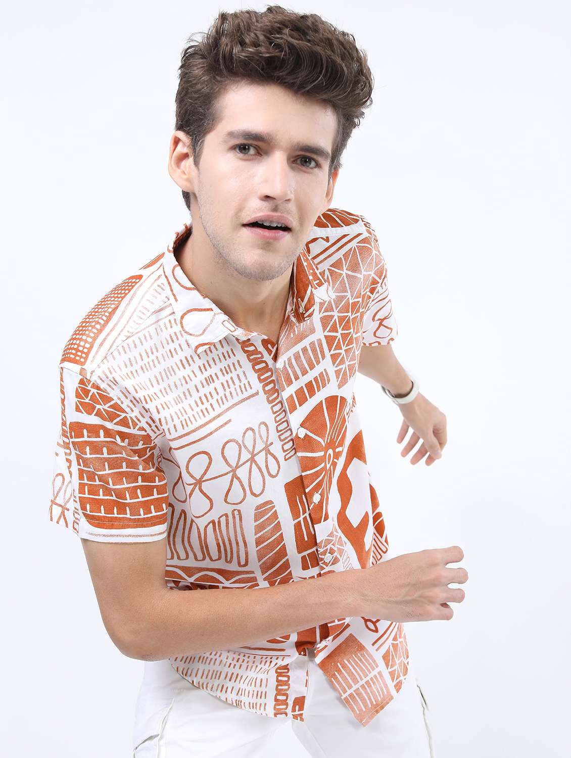 men collared printed casual shirt - 21487140 -  Standard Image - 2