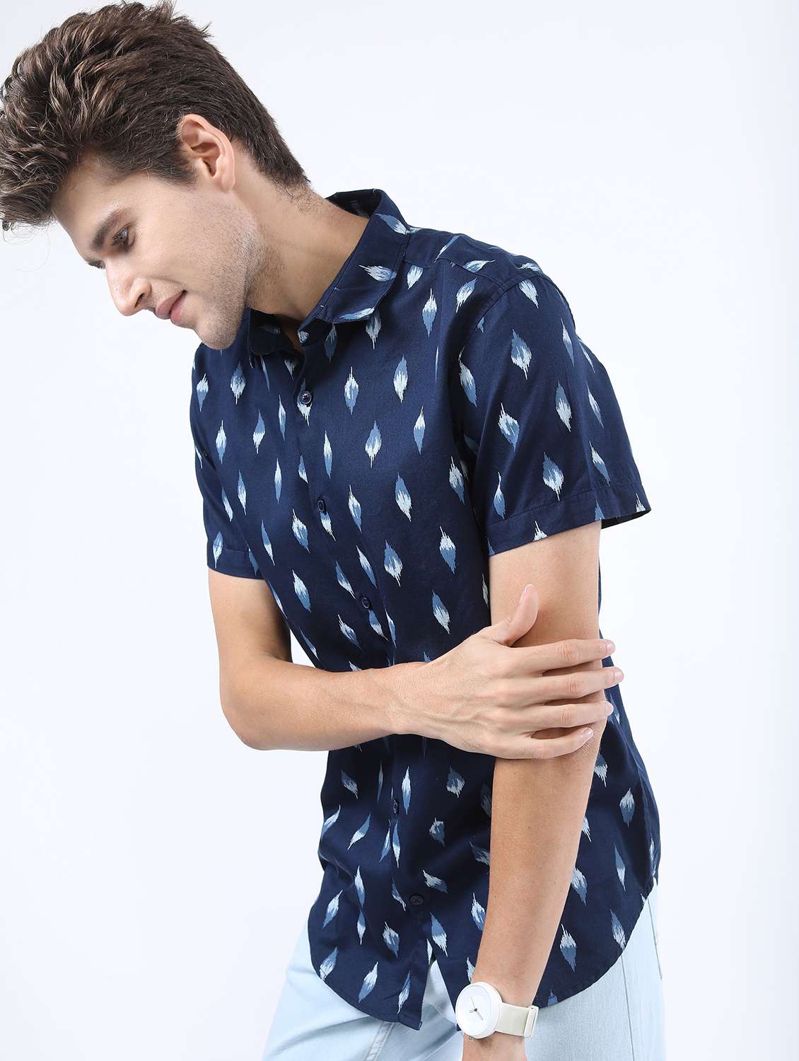 men collared printed casual shirt - 21487145 -  Standard Image - 2