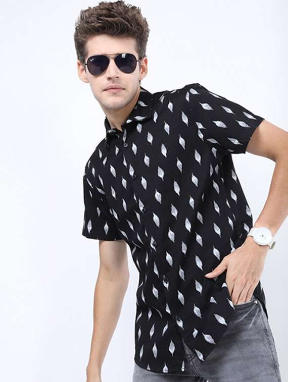 men collared printed casual shirt - 21487146 -  Standard Image - 2