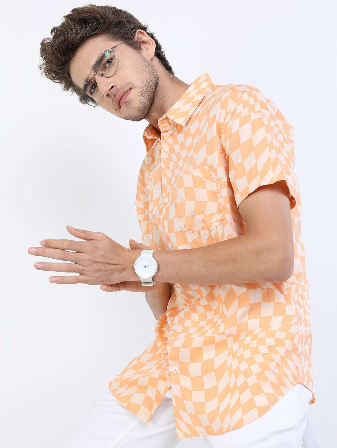 men collared printed casual shirt - 21487148 -  Standard Image - 2