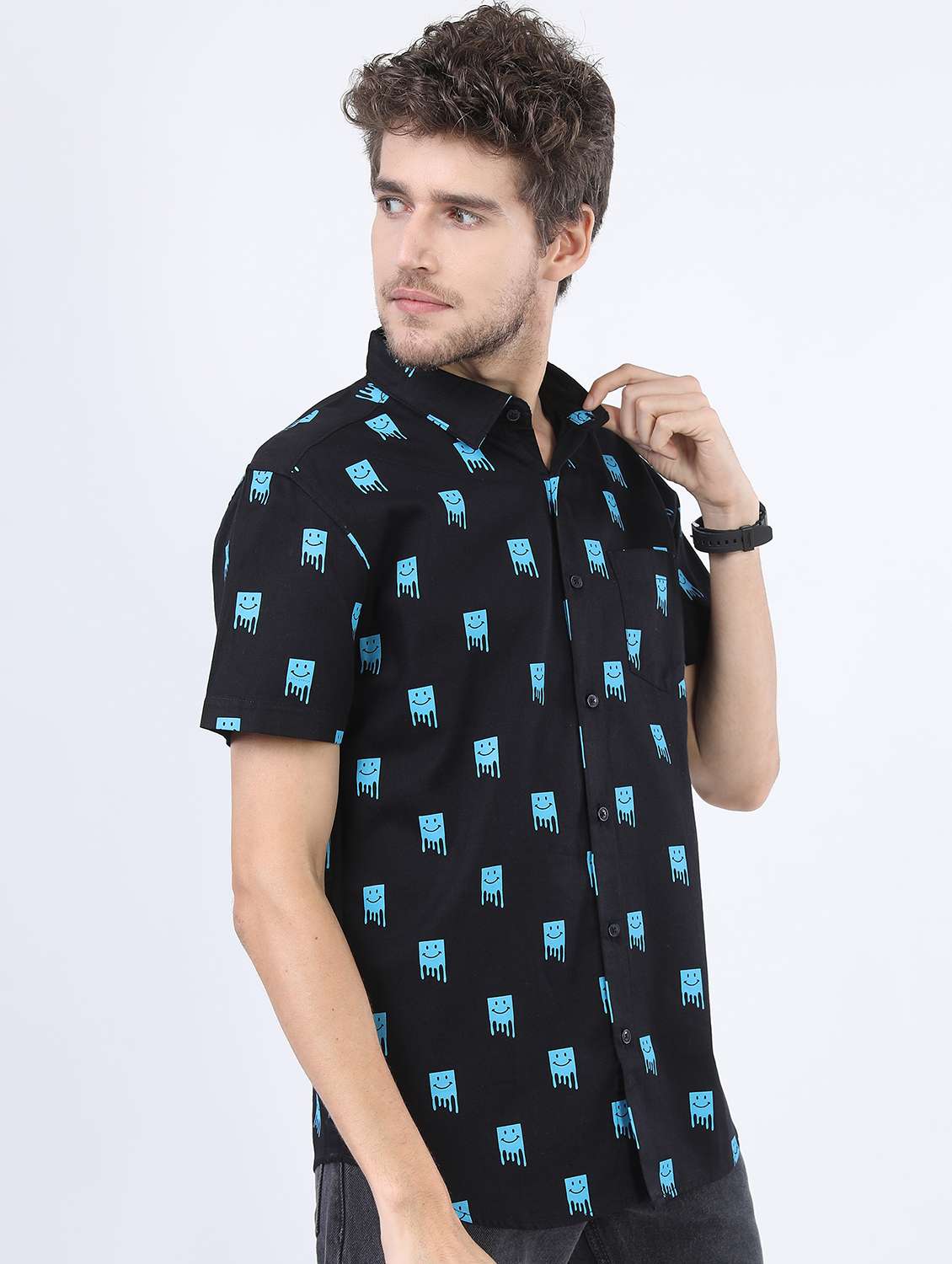 men collared printed casual shirt - 21487149 -  Standard Image - 2