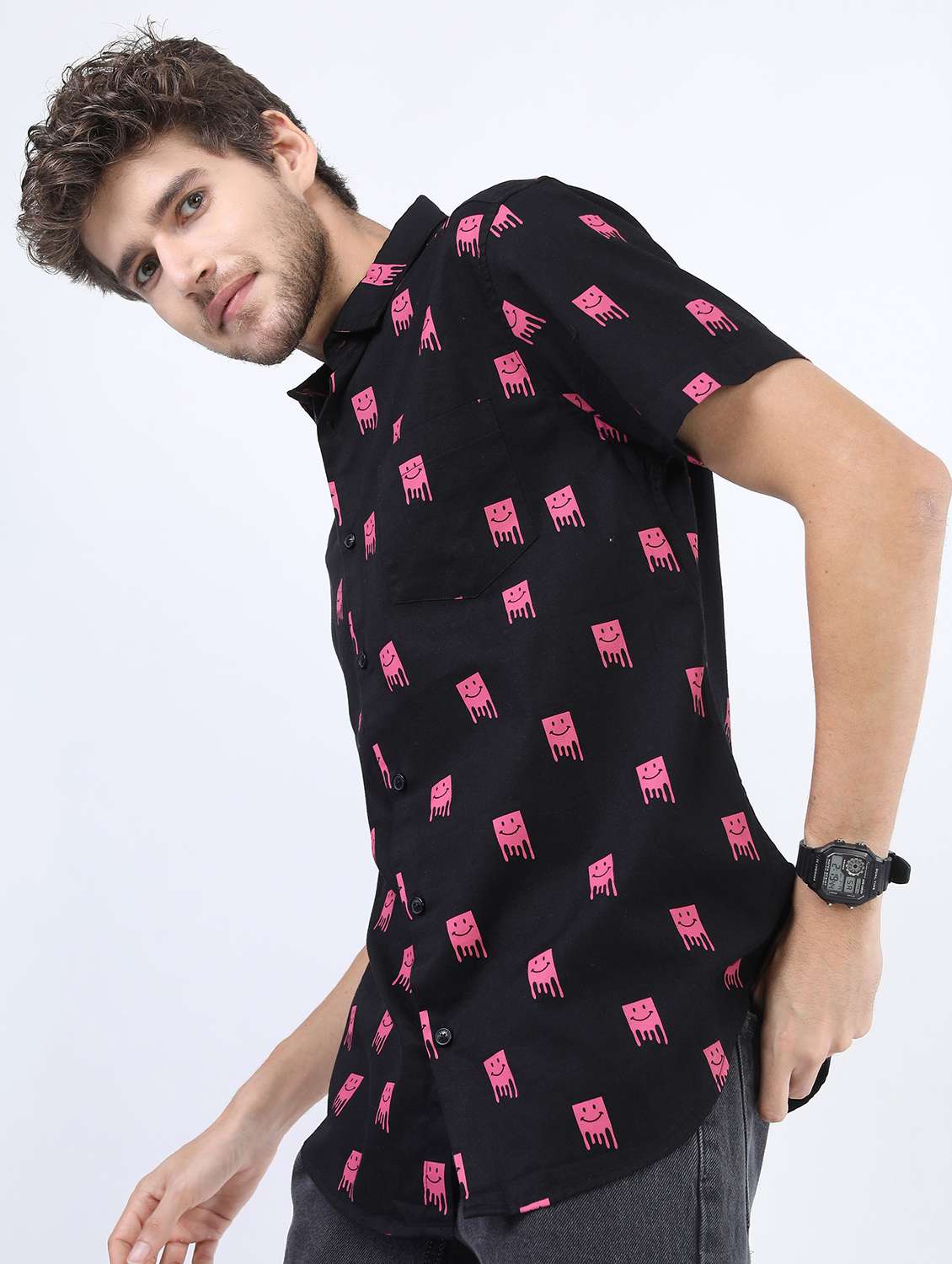 men collared printed casual shirt - 21487150 -  Standard Image - 2