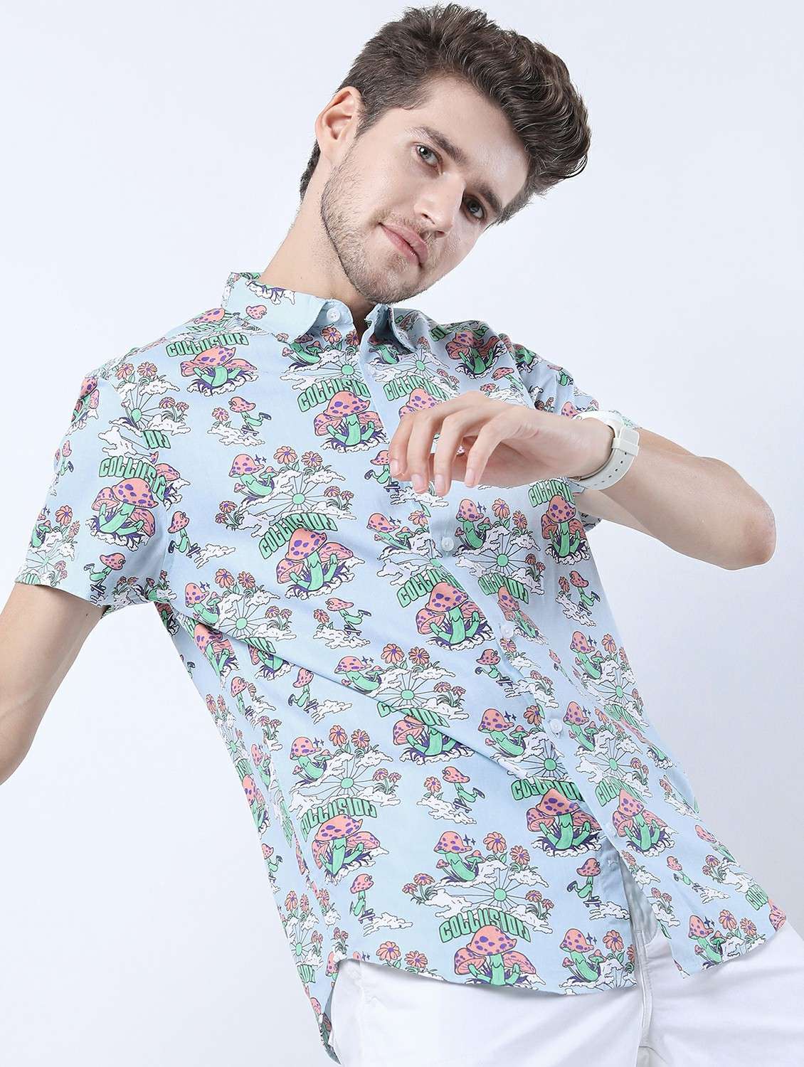 men collared printed casual shirt - 21487151 -  Standard Image - 2