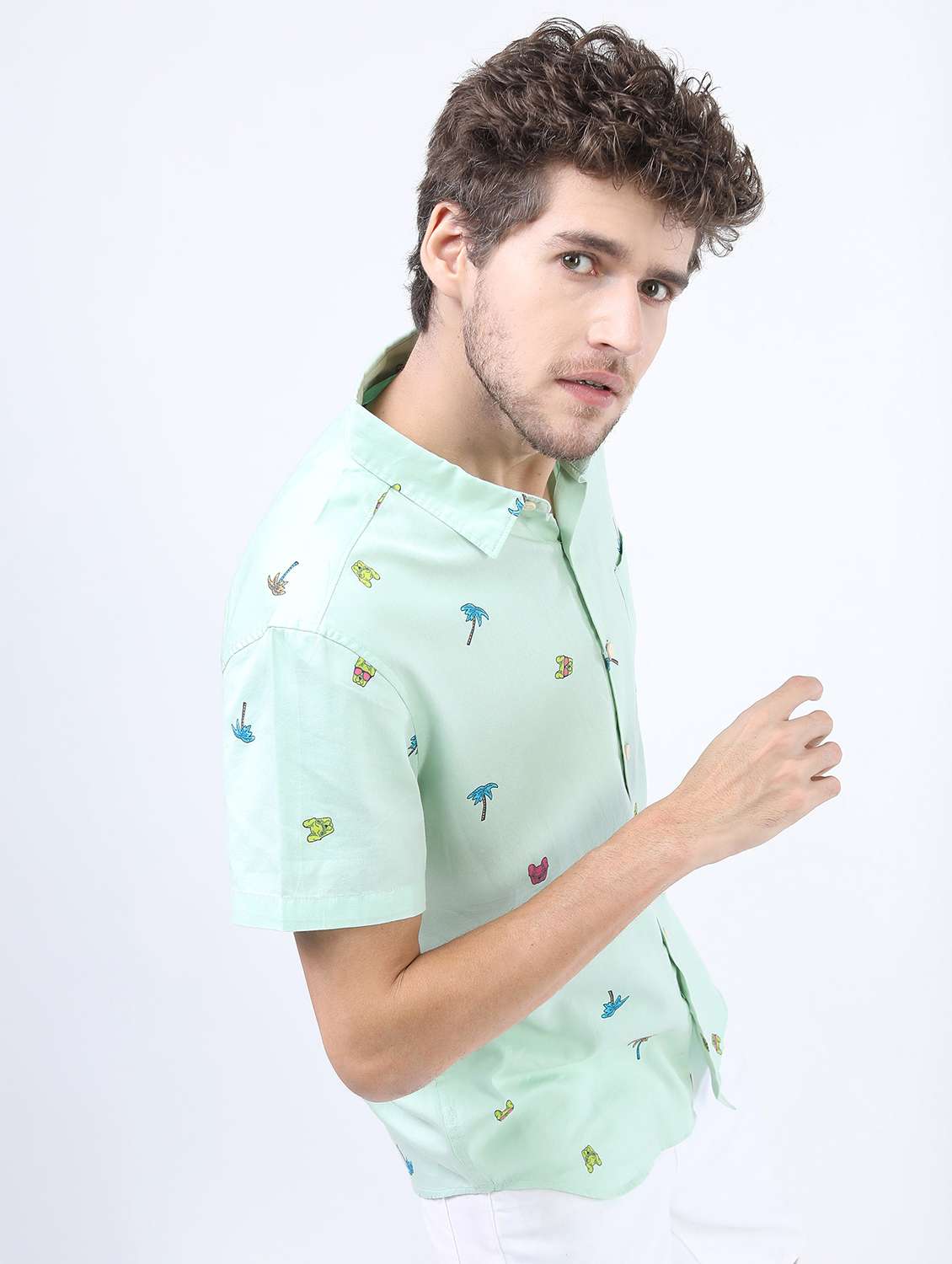 men collared printed casual shirt - 21487155 -  Standard Image - 2