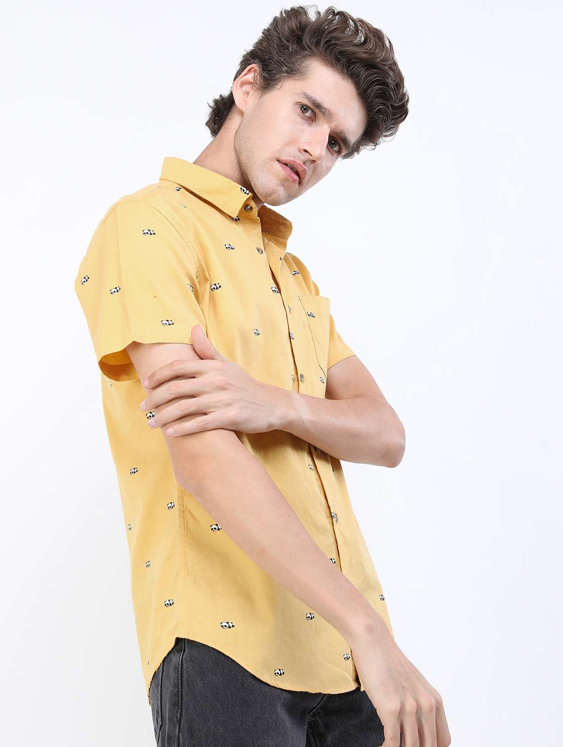 men collared printed casual shirt - 21487162 -  Standard Image - 2