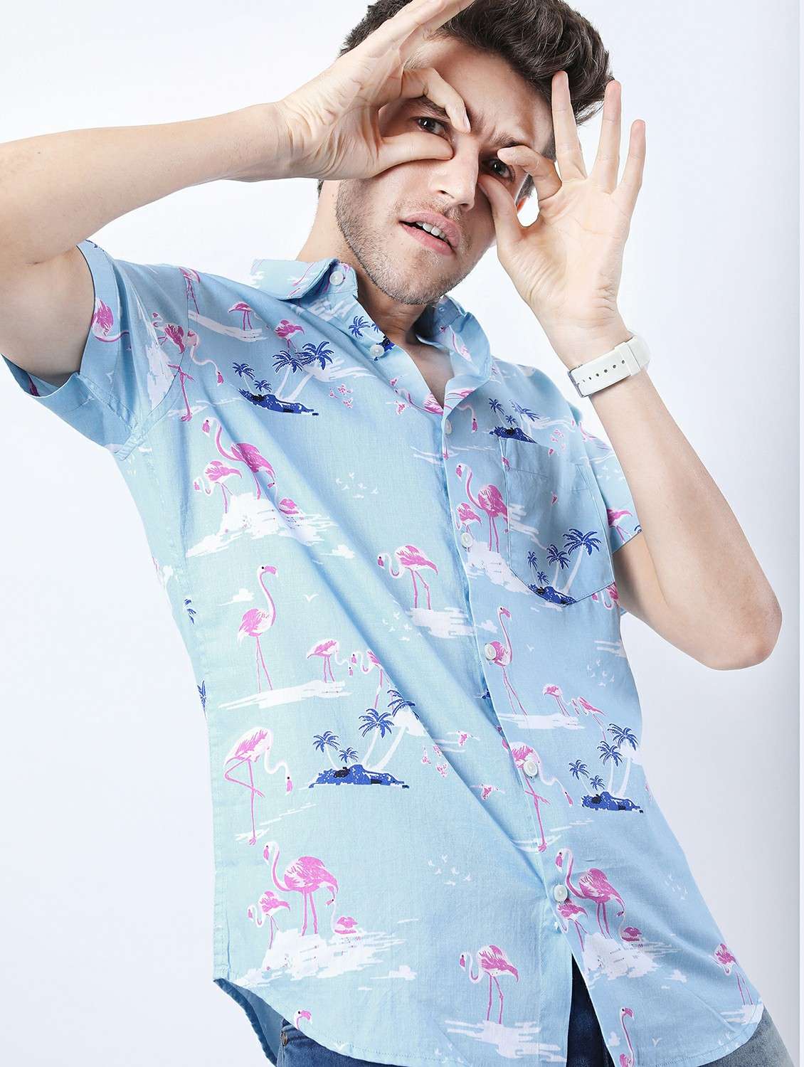 men short sleeved printed casual shirt - 21487171 -  Standard Image - 2