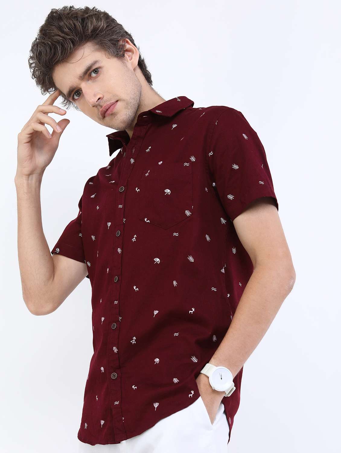 men short sleeved printed casual shirt - 21487175 -  Standard Image - 2