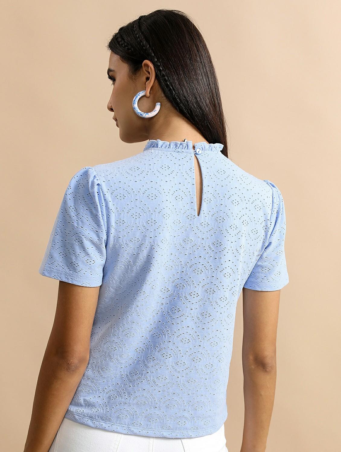 light blue schiffli regular top - 21487193 - Standard Image - 2