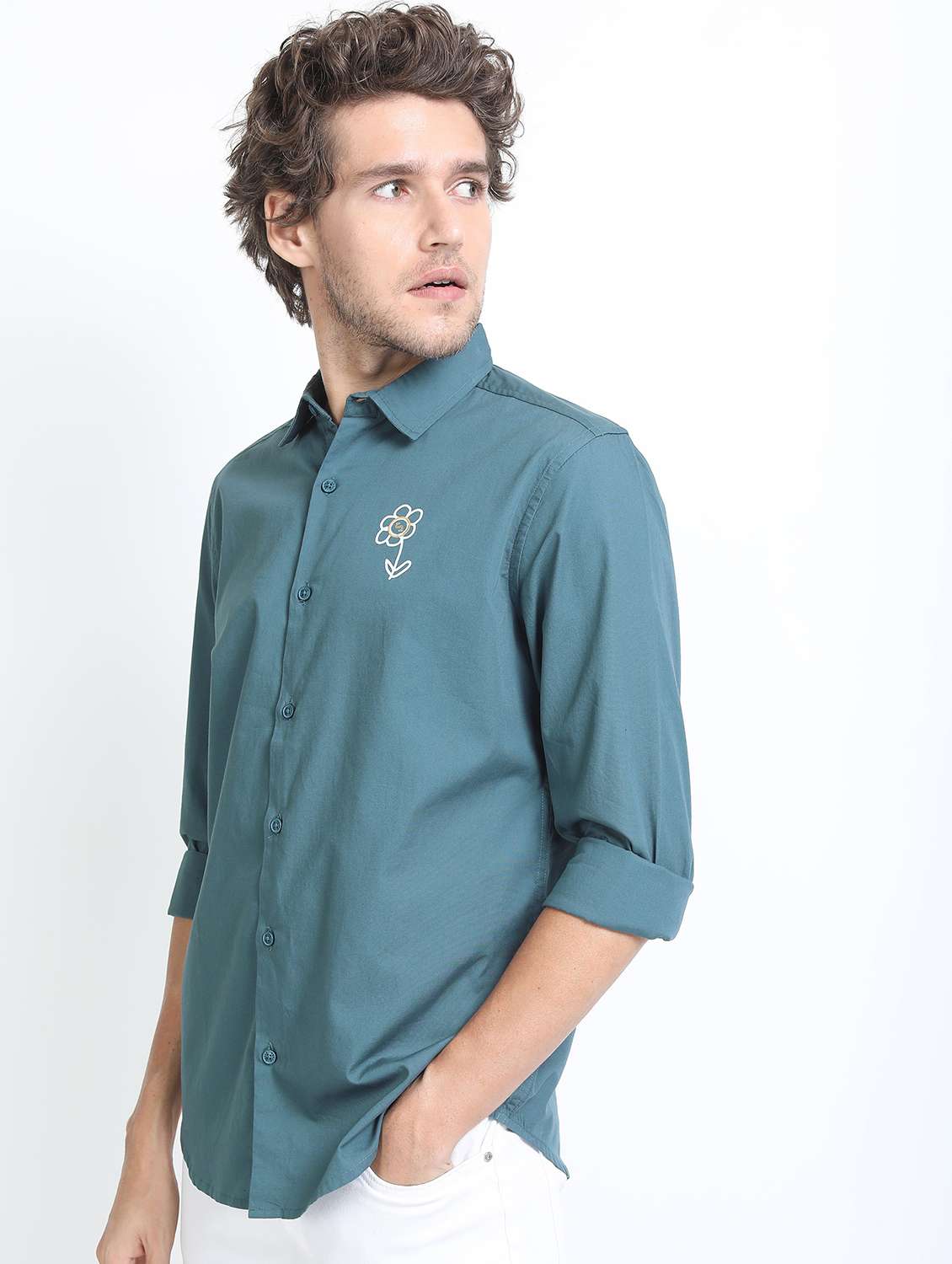 men collared long sleeves beck print shirt - 21487196 -  Standard Image - 2