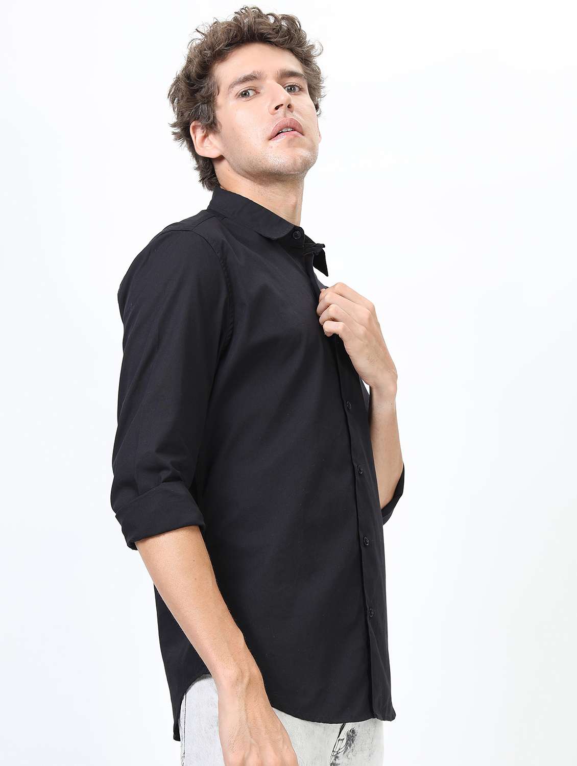 men collared long sleeves back print shirt - 21487199 -  Standard Image - 2