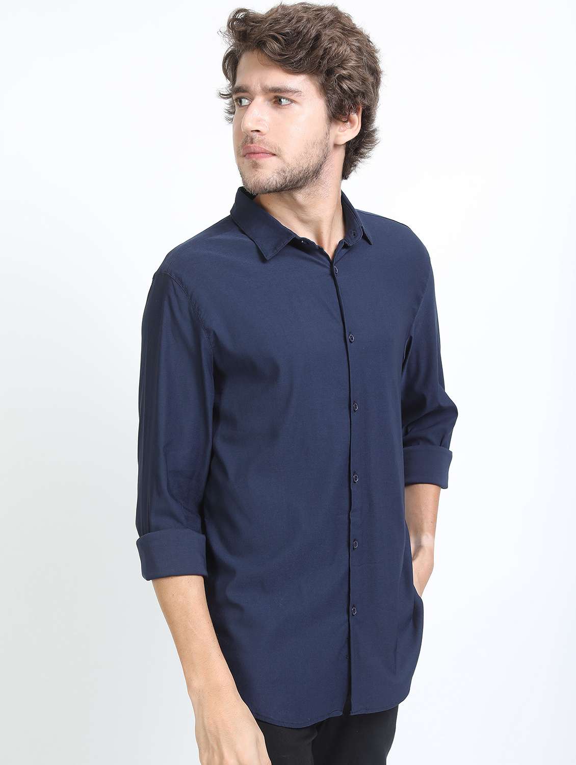 men collared long sleeves casual shirt - 21487212 -  Standard Image - 2