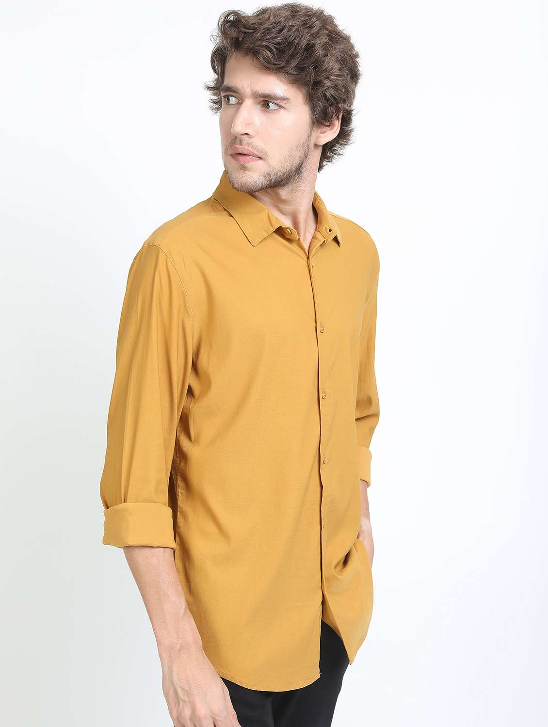 men collared long sleeves casual shirt - 21487213 -  Standard Image - 2