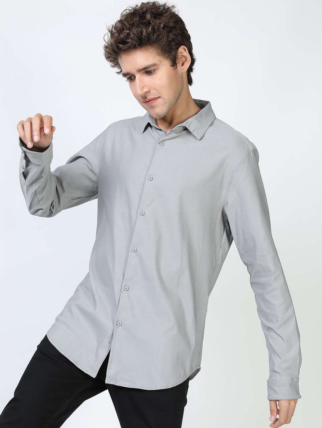 men collared long sleeves casual shirt - 21487216 -  Standard Image - 2