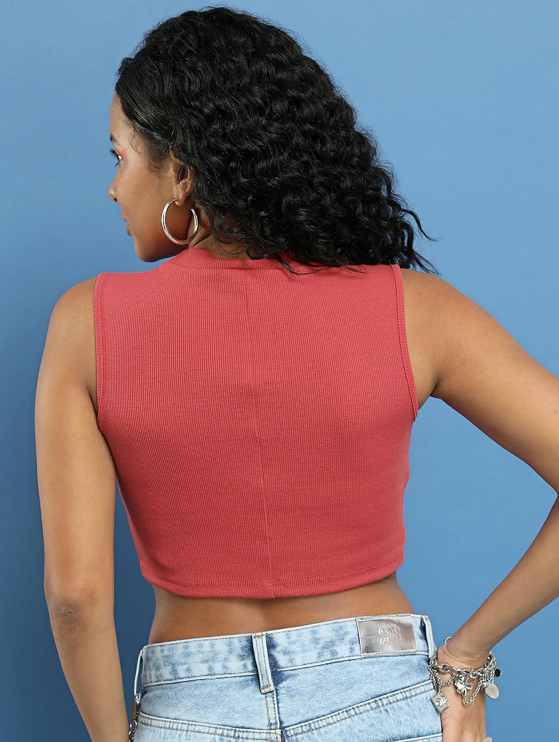 red typography crop top - 21487224 - Standard Image - 2